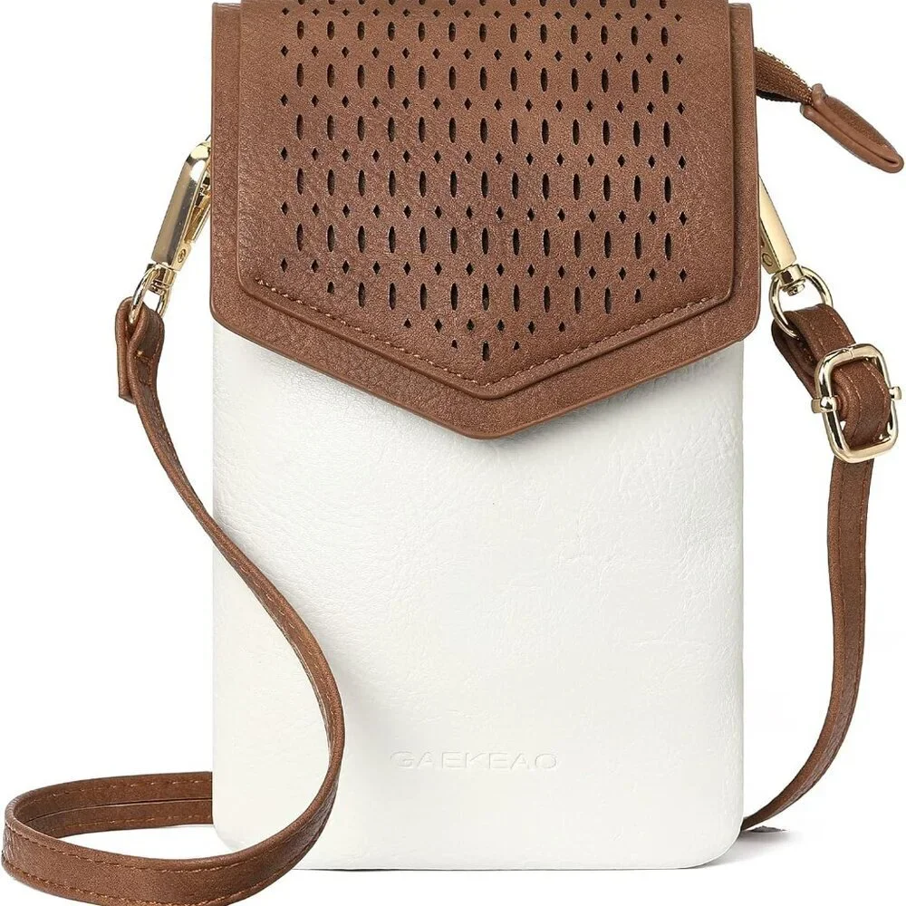 Small Leather Crossbody Bag Women Cell Phone Purse Wallet Compartments